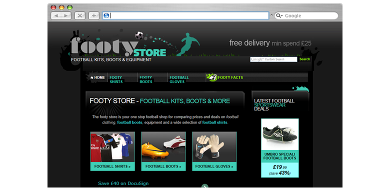 Football store website design