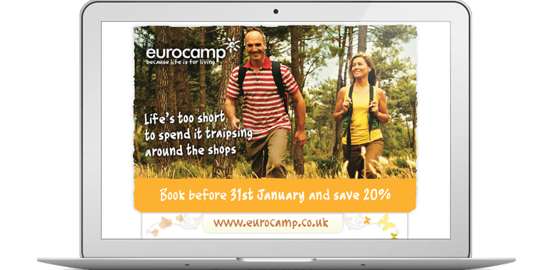 Eurocamp life is short couples email campaign
