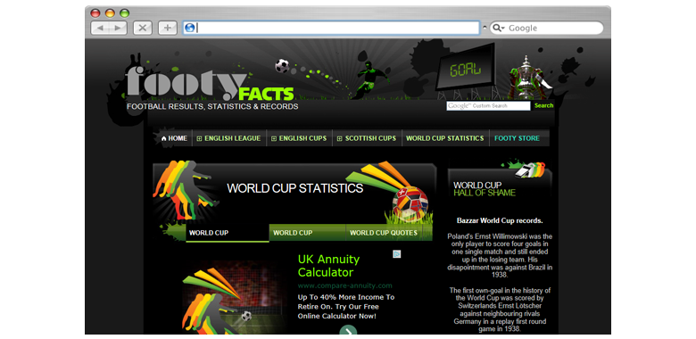 World cup subpage design