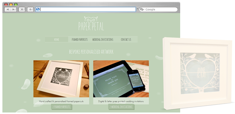 Paper Petal homepage design